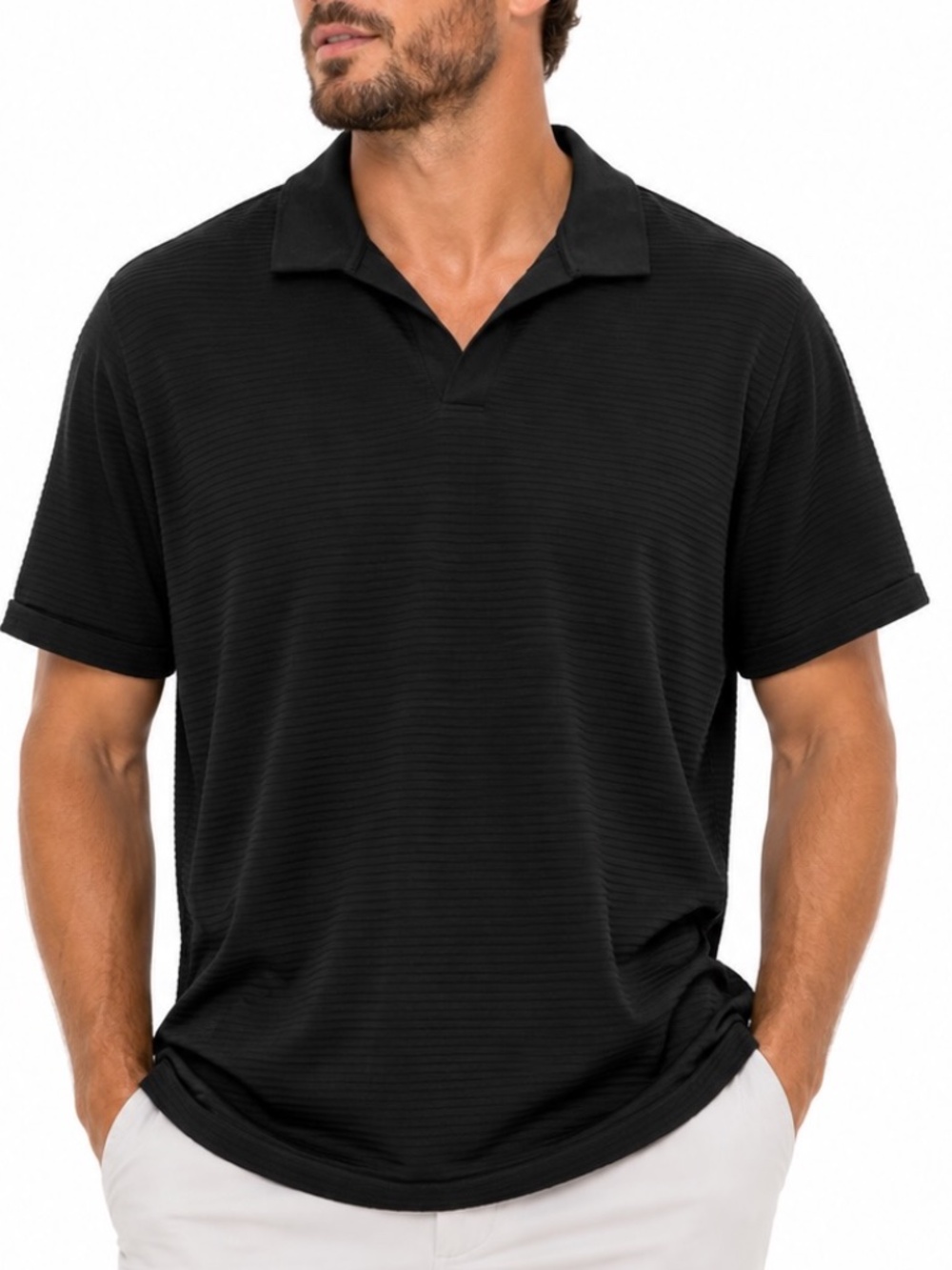 Bonobos Polo Shirt Mens Size 2XL Black Waffle Knit Golf Casual Hiking Tennis